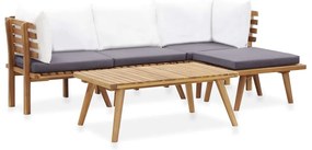 Conjunto lounge de jardim 5 pcs madeira de acácia maciça
