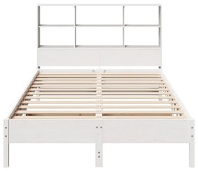 Cama com estante sem colchão 140x200 cm pinho maciço branco