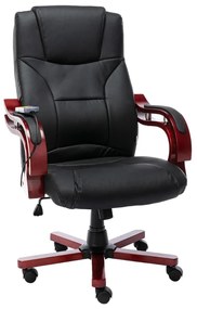 vidaXL Cadeira de massagens couro genuíno preto
