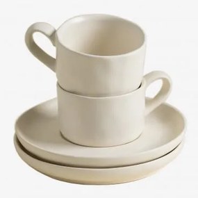 Pack De 2 Chávenas De Café 10 Cl Com Pires Em Grés Belvere Gardénia Branco - Sklum