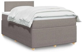vidaXL Cama com molas/colchão 120x200 cm tecido castanho-acinzentado