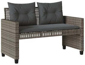 4 pcs conj. sofás de jardim c/almofadões vime PE/vidro cinzento