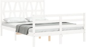 Estrutura de cama com cabeceira 120x200cm madeira maciça branco