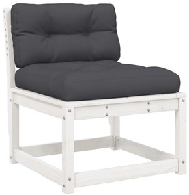 8 pcs conj. lounge de jardim c/ almofadões pinho maciço branco