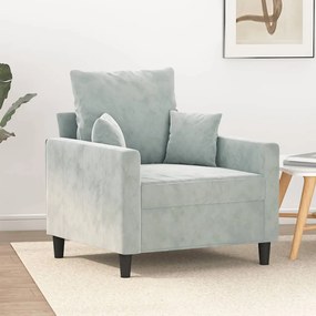 Poltrona 60 cm veludo cinzento-claro