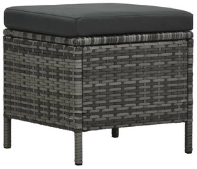 4 pcs conjunto lounge de jardim c/ almofadões vime PE cinzento