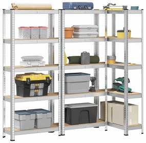 Prateleiras de armazenamento de 5 camadas 3 pcs aço prateado