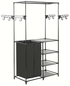 245743 vidaXL Suporte para roupas aço e tecido não tecido 87x44x158 cm preto