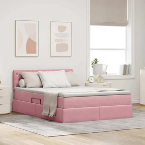 vidaXL Cama com Armazenamento com colchão Rosa 140 x 200 cm Veludo