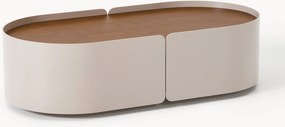 Mesa de centro oval em madeira com gavetas Loran