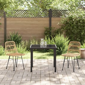 Conjunto de Jantar de Jardim 3 Peças Marrom Rattan Poliéster