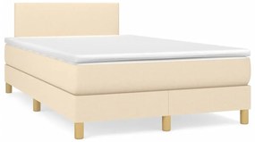 vidaXL Cama box spring c/ colchão e LED 120x190 cm tecido cor creme