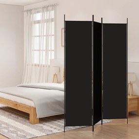 vidaXL Biombo/divisória com 3 painéis 150x200 cm tecido preto