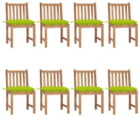 vidaXL Cadeiras de jardim 8 pcs c/ almofadões madeira de teca maciça