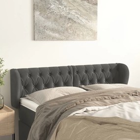 vidaXL Cabeceira de cama c/ abas veludo 147x23x78/88cm cinzento-escuro