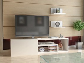 Móvel de TV "Zeplin" com Prateleiras de Parede – Branco - 120x29.6x29.