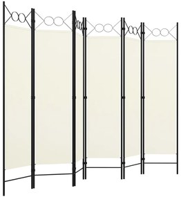 Biombo de 6 Painéis em Tecido Branco Nata - 240x180 cm - Design Modern