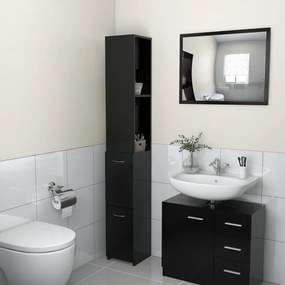 808432 vidaXL Armário casa de banho 25x26,5x170 cm derivados de madeira preto