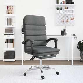 vidaXL Cadeira massagens escritório reclinável tecido cinzento-escuro