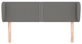 Cabeceira de cama c/ abas tecido 147x23x78/88cm cinzento-escuro