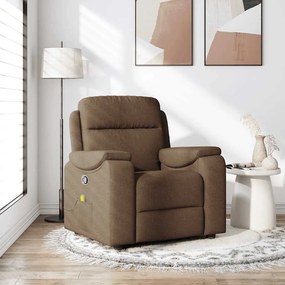vidaXL Poltrona de massagens reclinável tecido castanho