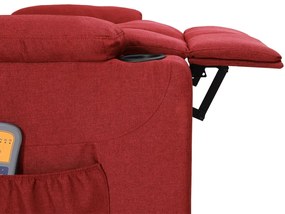Poltrona de massagens elétrica reclinável tecido vermelho tinto