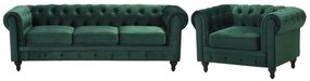 Conjunto de sofás com 4 lugares em veludo verde esmeralda CHESTERFIELD Beliani
