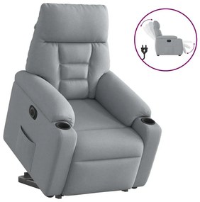 vidaXL Poltrona reclinável elevatória elétrica tecido cinzento-claro