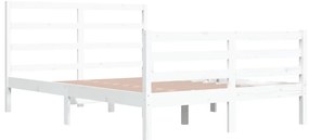 Estrutura de cama 140x200 cm madeira de pinho maciça branco