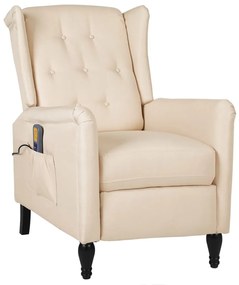 vidaXL Poltrona de massagens reclinável tecido cor creme