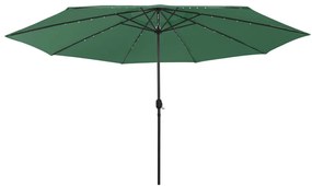 vidaXL Guarda-sol de jardim com luzes LED 400 cm verde