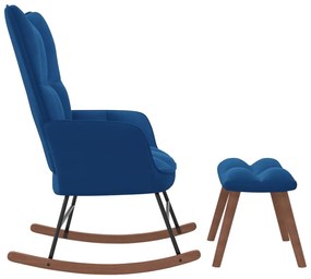 Cadeira de baloiço com banco veludo azul