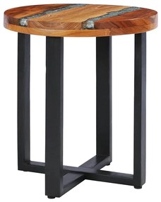 Mesa de centro 40x45 cm madeira de teca maciça e poliresina