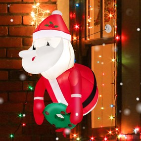 Pai Natal insuflável de Natal suspenso com luzes LED embutidas para festas 45 x 60 x 100 cm vermelho