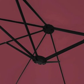 Guarda-sol de jardim c/ cabeça dupla/luzes LED 449x245 cm bordô