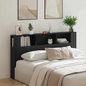 Cabeceira de Cômoda vidaXL em Carvalho Preto - 180x18.5x102.5 cm