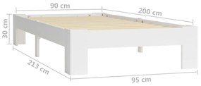 Estrutura de cama 90x200 cm pinho maciço branco