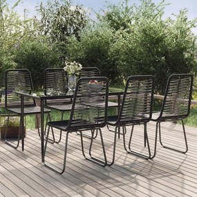 vidaXL 7 pcs conjunto de jantar para jardim preto