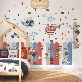 Conjunto de decoração de parede para crianças - Bombeiros e polícia
