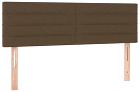 Cabeceira de cama c/ luzes LED tecido 144x5x78/88 cm castanho