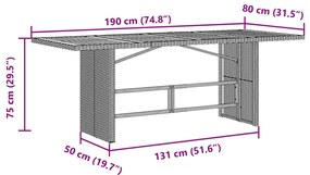 7 pcs conjunto bistrô de jardim c/ almofadões vime PE cinza