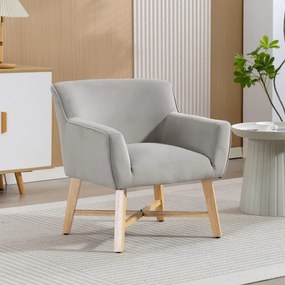 Poltrona de Sala de Estar Poltrona Relax Moderna com Apoio para os Braços Acolchoados Pés de Madeira 67x65x74 cm Cinzento