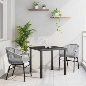 vidaXL Conjunto de Jantar de Jardim de 3 Peças - Rattan Cinza