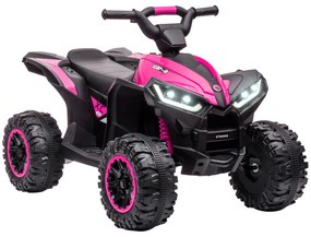 Moto 4 Elétrica para Crianças de 3-5 Anos Veículo Eléctrico a Bateria 12V com 2 Motores 83x53x55,5 cm Rosa
