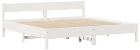 Cama com estante sem colchão 180x200 cm pinho maciço branco