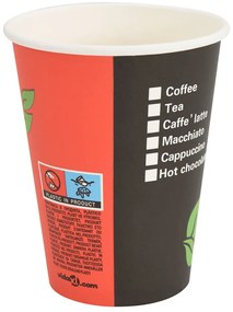 Copos de café de papel 1000 pcs 12oz 300ml vermelho e preto