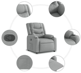 Poltrona reclinável tecido cinzento-claro