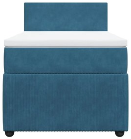 Cama boxspring com colchão 90x200 cm veludo azul