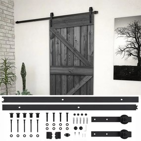 vidaXL Porta de correr com ferragens 100x210 cm pinho maciço preto