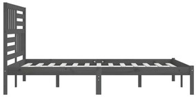 Estrutura de cama 200x200 cm pinho maciço cinzento